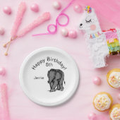 Baby Elephant Birthday Papieren Bordje (Feest)