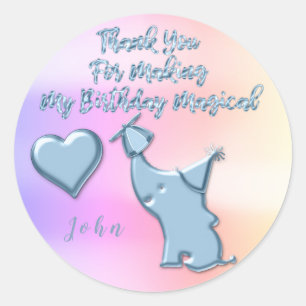 Baby Elephant Birthday Party Favor Dankuwel Ronde Sticker