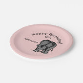 Baby Elephant Birthday Roze Papieren Bordje (Gekanteld)