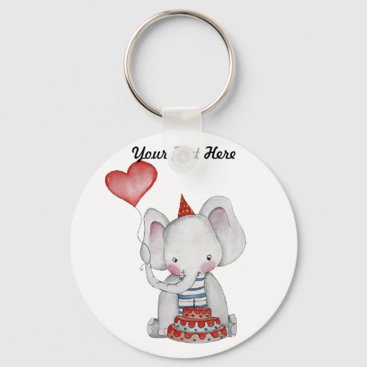 Baby Elephant Birthday Sleutelhanger (Voorkant)