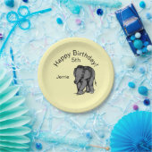 Baby Elephant Birthday Yellow Papieren Bordje (Feest)