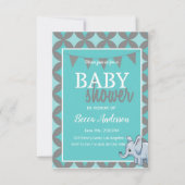 Baby Elephant | Blauw Baby shower Kaart (Voorkant)