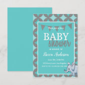 Baby Elephant | Blauw Baby shower Kaart (Voorkant / Achterkant)