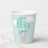 Baby Elephant Bleek Green Hot Air-ballonschoeisel Papieren Bekers (Voorkant)