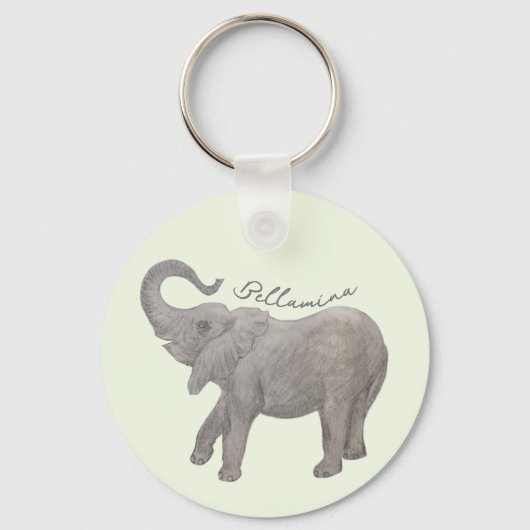 Baby Elephant Bleek Green Round Sleutelhanger (Voorkant)