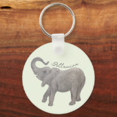 Baby Elephant Bleek Green Round Sleutelhanger (Voorkant)