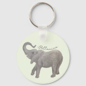 Baby Elephant Bleek Green Round Sleutelhanger (Achterkant)