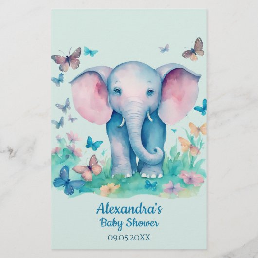 Baby Elephant Blue Baby Voorspellingen Advies Kaar (Achterkant)