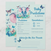 Baby Elephant Blue Baby Voorspellingen Advies Kaar (Voorkant / Achterkant)