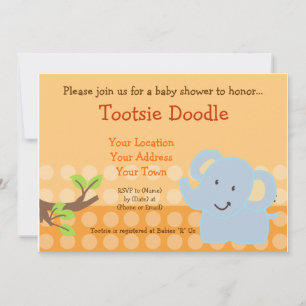 Baby Elephant Blue Boy Baby shower Sprinkle Kaart