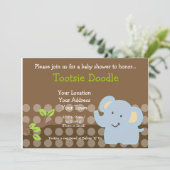 Baby Elephant Blue Boy Baby shower Sprinkle Kaart (Staand voorkant)