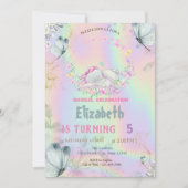 Baby Elephant Blue Butterflies Holografisch Kaart (Voorkant)