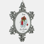 Baby Elephant blue First kerstornament Tin Sneeuwvlok Ornament (Links)