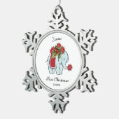 Baby Elephant blue First kerstornament Tin Sneeuwvlok Ornament (Rechts)