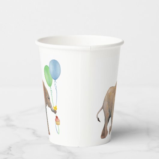 Baby Elephant blue & green balloon Set x16 paper c Papieren Bekers (Rechts)