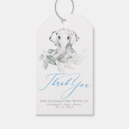 Baby Elephant Blue Sage Baby shower Hartelijk dank Cadeaulabel