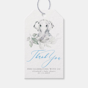 Baby Elephant Blue Sage Baby shower Hartelijk dank Cadeaulabel