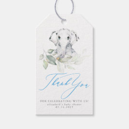 Baby Elephant Blue Sage Baby shower Hartelijk dank Cadeaulabel
