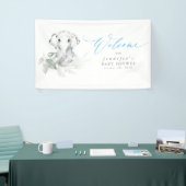 Baby Elephant Blue Sage Baby shower Welcome Banner (Beurs)