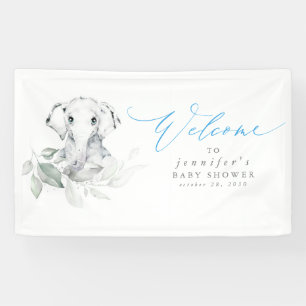 Baby Elephant Blue Sage Baby shower Welcome Banner