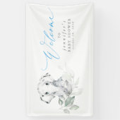 Baby Elephant Blue Sage Baby shower Welcome Banner (Verticaal)