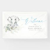 Baby Elephant Blue Sage Baby shower Welkom Spandoek (Horizontaal)