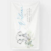 Baby Elephant Blue Sage Baby shower Welkom Spandoek (Verticaal)