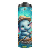 Baby Elephant Boating in Lotus Pond Thermosbeker (Voorkant)