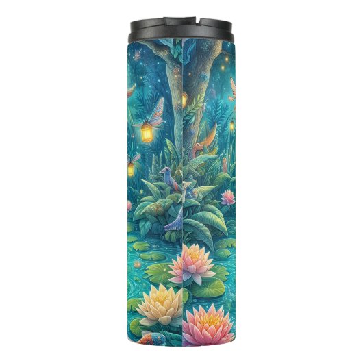 Baby Elephant Boating in Lotus Pond Thermosbeker (Achterkant)