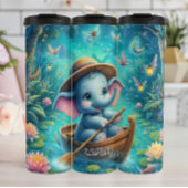 Baby Elephant Boating in Lotus Pond Thermosbeker