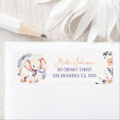 Baby Elephant Boho Floral Design - retouradres Etiket (Insitu)