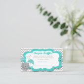 Baby Elephant Boy Baby shower Blauwgroen Luidraffl Informatiekaartje (Staand voorkant)