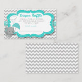 Baby Elephant Boy Baby shower Blauwgroen Luidraffl Informatiekaartje (Voorkant / Achterkant)