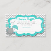 Baby Elephant Boy Baby shower Blauwgroen Luidraffl Informatiekaartje (Voorkant)