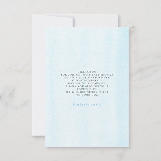 Baby Elephant Boy Baby shower Dank u Bedankkaart (Achterkant)