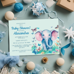 Baby Elephant Boys Baby shower Kaart