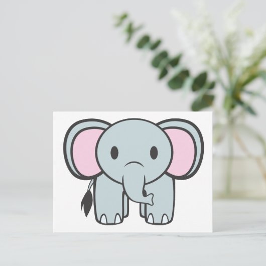 Baby Elephant Briefkaart (Staand voorkant)