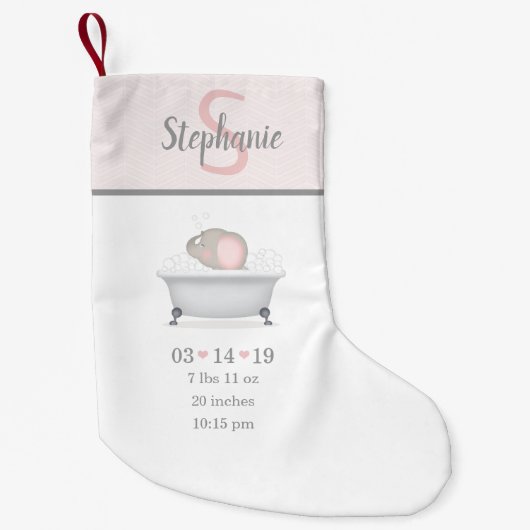 Baby Elephant Bubble Bath Birth Announance Kleine Kerstsok (Voorkant)