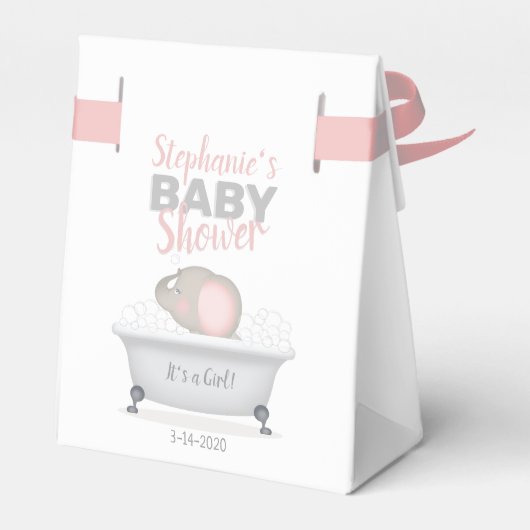 Baby Elephant Bubble Bath Girl Baby shower Bedankdoosjes (Achterkant)