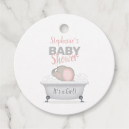 Baby Elephant Bubble Bath Girl Baby shower Bedankjes Labels