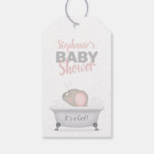 Baby Elephant Bubble Bath Girl Baby shower Cadeaulabel (Achterkant)