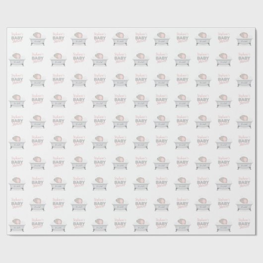 Baby Elephant Bubble Bath Girl Baby shower Cadeaupapier (Vlak)