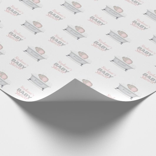 Baby Elephant Bubble Bath Girl Baby shower Cadeaupapier (Hoek)