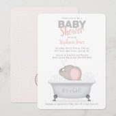 Baby Elephant Bubble Bath Girl Baby shower Kaart (Voorkant / Achterkant)