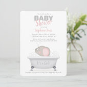 Baby Elephant Bubble Bath Girl Baby shower Kaart (Staand voorkant)