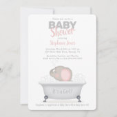Baby Elephant Bubble Bath Girl Baby shower Kaart (Voorkant)