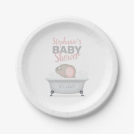 Baby Elephant Bubble Bath Girl Baby shower Papieren Bordje