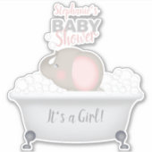 Baby Elephant Bubble Bath Girl Baby shower Sticker (Voorkant)