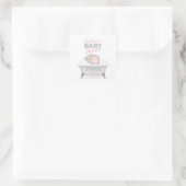 Baby Elephant Bubble Bath Girl Baby shower Vierkante Sticker (Tas)