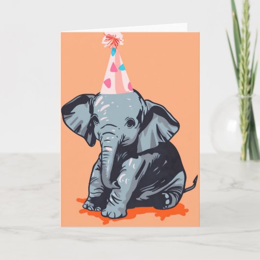 Baby Elephant Celebration Wenskaart Kaart (Voorkant)